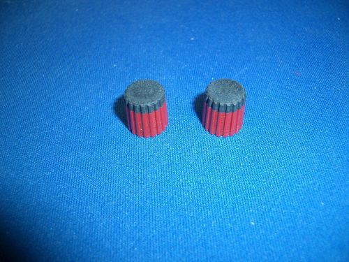 Pair of tektronix tek knobs, black/red, 3/8&#034; diameter, 1/8&#034; shaft for sale