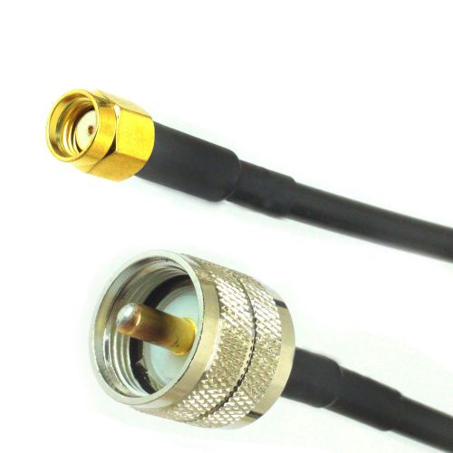 10PCS RP-SMA male TO UHF male plug center straight crimp RG58 cable jumper 50cm