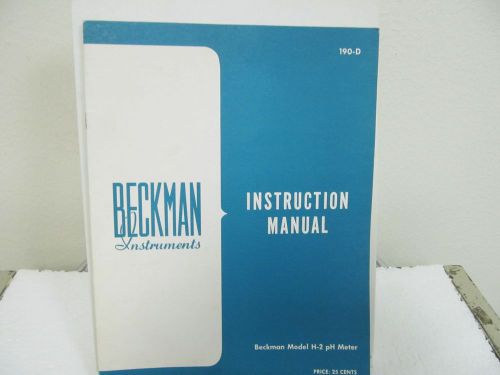 Beckman H-2 pH Meter Instruction Manual w/schematic