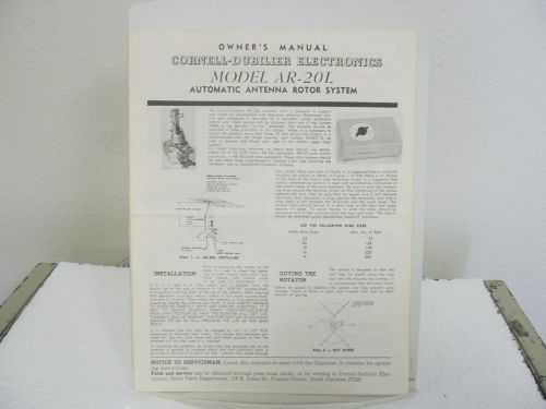 Cornell-Dubilier AR-20L Automatic Antenna Rotor System Owner&#039;s Manual