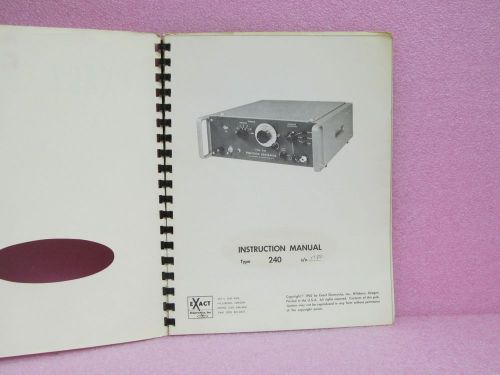 Exact Electronics Manual 240 Function Generator Instruction Manual w/Schematics