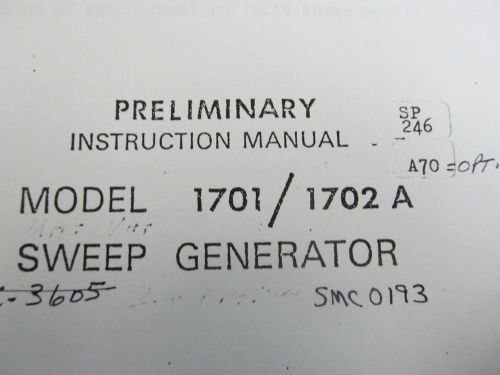 WAVETEK 1701 / 1702A Sweep Generator Instruction Manual w/ Schematics. copy