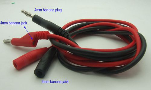 2 pcs 100cm high voltage silicone cables test 4mm banana plug to 4mm banana jack for sale