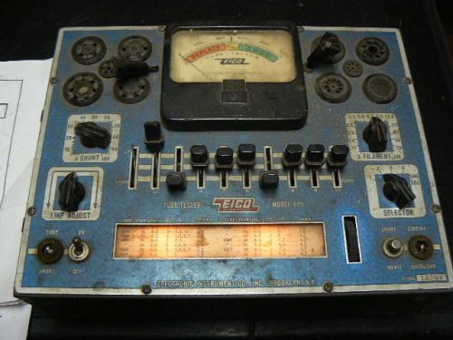 Vintage eico 625 tube tester w/charts, line adjust not working for sale