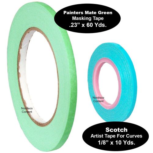 1/4&#034; Painters Masking Tape .23&#034; With 1/8&#034; Artist Tape For Curves