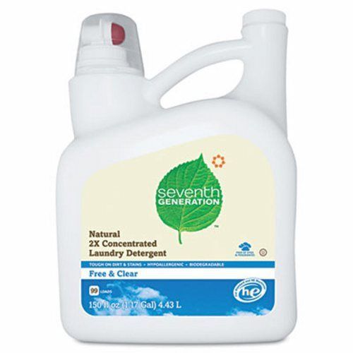 Seventh Generation Natural 2X Laundry Liquid, Free &amp; Clear, 150 oz(SEV22803)