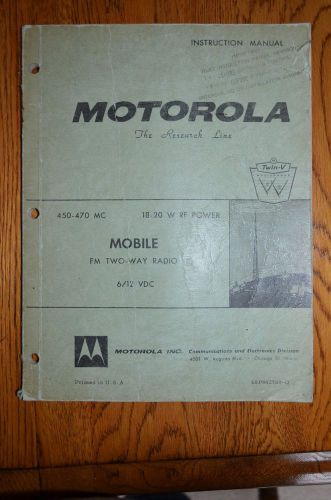 Vintage Motorola service manual T44AAV-1 UHF Research Line mobile radio