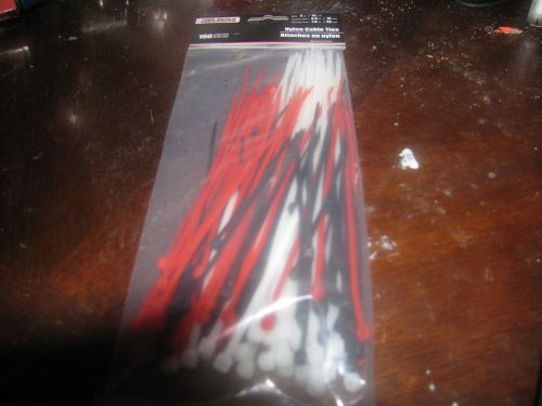 Black Red White 100 NYLON CABLE TIES 3 sizes 4&#034;, 5.9&#034;, 7.9&#034;  Ties