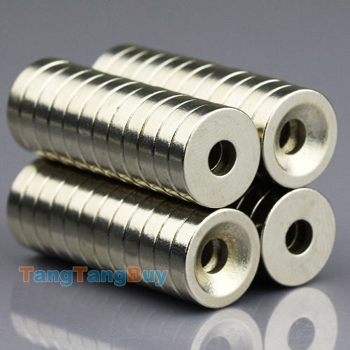 50x N50 Strong Disc Neodymium Magnets 12 x 3mm Hole 3mm Rare Earth Countersunk