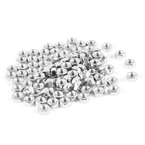 New 100pcs m3 3mm female thread hex metal nut fastener silver tone for sale