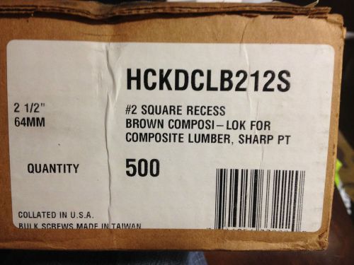 Quikdrive hckdclb212s 2-1/2&#034; brown composi-lok deck screws (360) partial box for sale