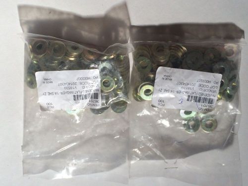 Qty 200 1/4&#034; sae hardened flat washers steel yellow zinc plated item# 36701 for sale