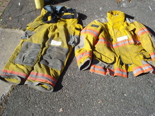 38x31 pants jacket coat 42x36 firefighter fire gear set lion janesville ....s134 for sale