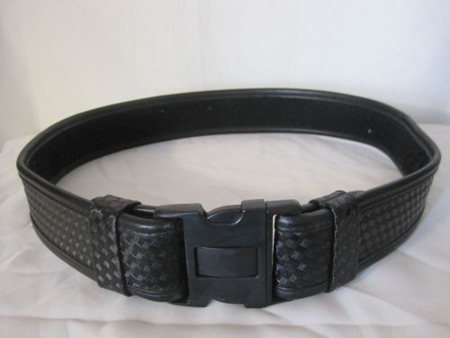 Bianchi Black Leather Velcro Duty Belt Police Law Enforcement Basketweave 41.5