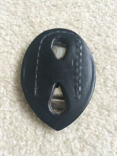 Police law enforcement security leather belt clip on badge holder black for sale