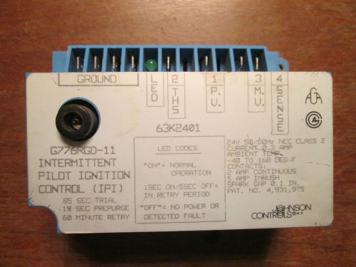 Johnson Controls Intermittent Ignition Control G776RGD-11 24V 50/60Hz Used