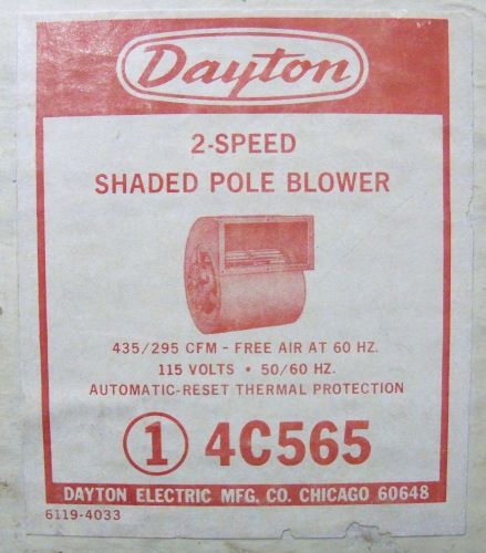 NEW Dayton 2-speed shaded pole blower 4C565 435/295 CFM 115 Volts 50/60 Hz.