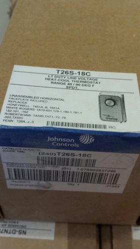 JOHNSON CONTROLS, T26S-18C, Line Voltage Thermostat