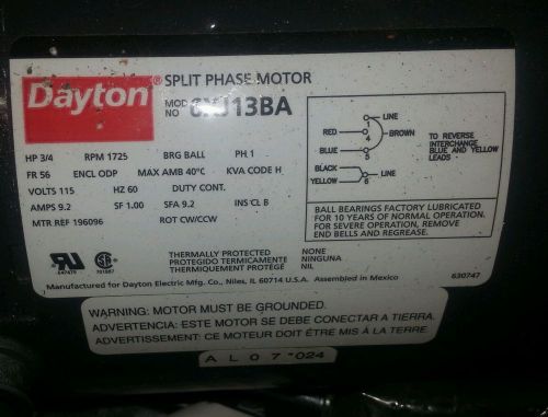 3/4 HP Dayton Split Phase Motor