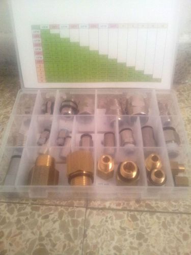 Brass adaptors fittings set. universal kit. npt bsp. metric push-in connections for sale