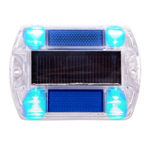 Blue polycarbonate solar powered outdoor road stud path deck dock pool led light for sale