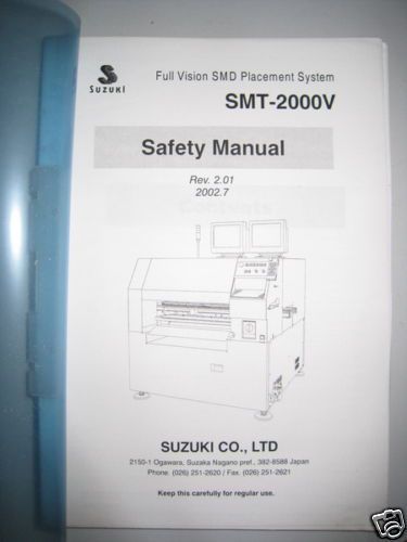 SUZUKI SMT-2000V SMD Placement System Safety manual