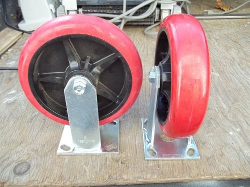 TWO (2) FAULTLESS HEAVY DUTY 8&#034; Polyurethane Casters - WHEELS 8