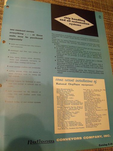 National conveyors co. chip handling &amp; oil systems catalog for sale