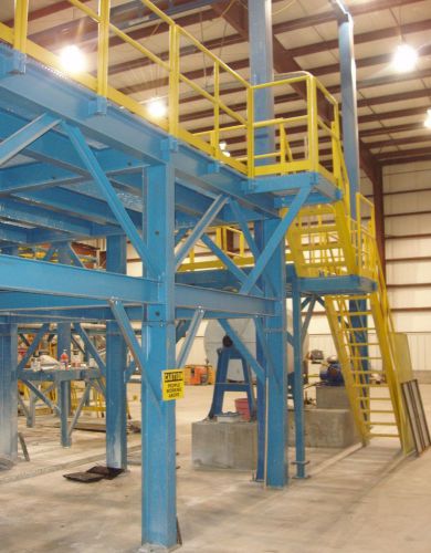 Steel mezzanine 24&#039; x 18&#039; platform with stairs free standing 24x18 for sale