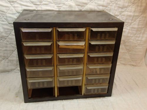 Vintage Akro Mils Blue Steel Metal Storage Cabinet 18 Drawer Organizer Crafts B