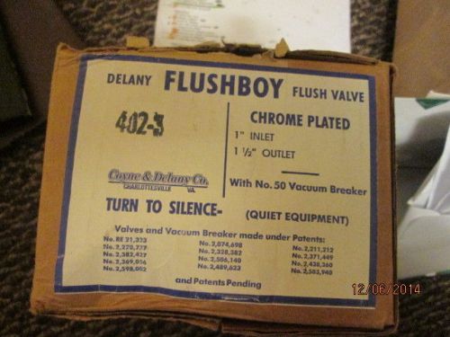 Delany FLUSHBOY Flush Valve Chrome Plated 402 with No. 50 vacuum breaker