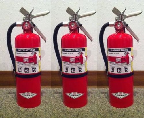 Lot of 3-new 2014 amerex 5lb. a b c fire extinguisher&#039;s w/vehicle bracket &amp; sign for sale