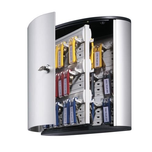Durable 54 Key Brushed Aluminum Cabinet -11.9&#034;x4.8&#034;x11&#034;-Aluminum -Silver