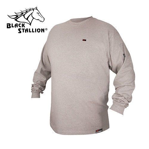 Black stallion fr cotton t-shirt - gray long sleeve ftl6-gry - medium for sale