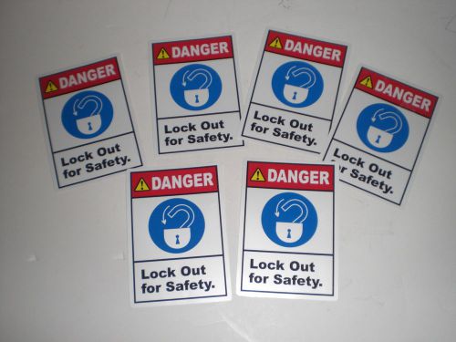 DANGER LOCK OUT FOR SAFETY STICKERS DECAL 3.5&#039;&#039;x 5&#034; SET OF 5