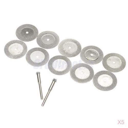 5x 10pcs 16mm Diamond Cut Off Disc Wheel Rotary Tool w/ Two Mandrel Arbor #05258