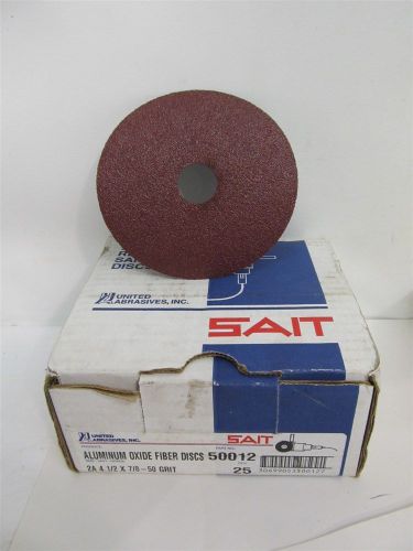 Sait 50012, 2A, 4 1/2&#034; x 7/8&#034; 50 grit Aluminum Oxide Fiber Disc - 25 each