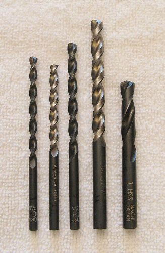 Lot of 5 HSS Nachi and Guehring Drills Jobber Length Spiral Flute RH Right Hand