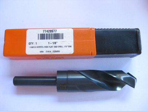 New 1-1/8&#034; hss silver &amp; deming drill bit 1/2 shank hertel usa for sale