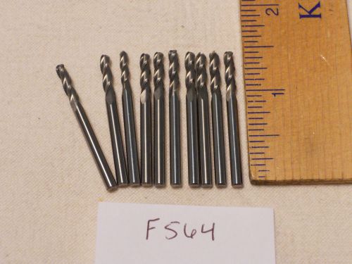 10 new 3 mm shank carbide end mills. 3 flute. ball. usa made. (f564) for sale