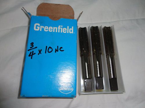 Greenfield 3 piece tap set right hand 4 flute.   3/4 x 10 TPI   NC.