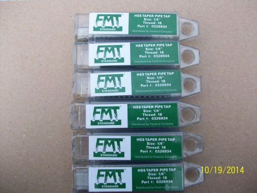 Lot of 6 new hss taper pipe taps 1/4&#034; x 18 fastenal #0326934 for sale