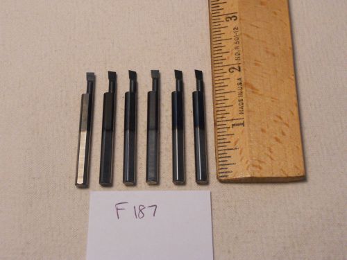 6 USED SOLID CARBIDE BORING BARS. 3/16&#034; SHANK. MICRO 100 STYLE. B-140400 (F187}