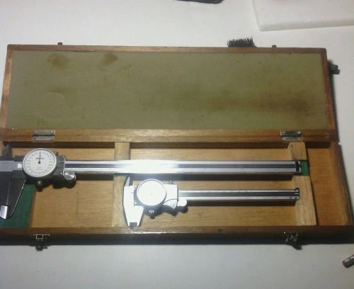 Mitutoyo Combo Dial Calipers 12&#034; 505-628 &amp; 6&#039;&#039; 505-675 with Wooden Box.