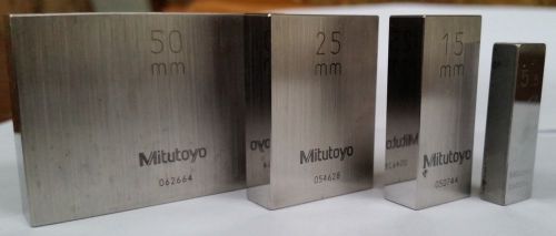Mitutoyo steel rectangular gage block, asme grade 0,  5.5, 15, 25 &amp; 50 mm set for sale