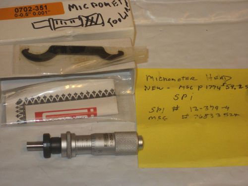 &#034;SPI&#034; MICROMETER HEAD #12-379-4 in box with wrench 0-0.5&#034; .001&#034;
