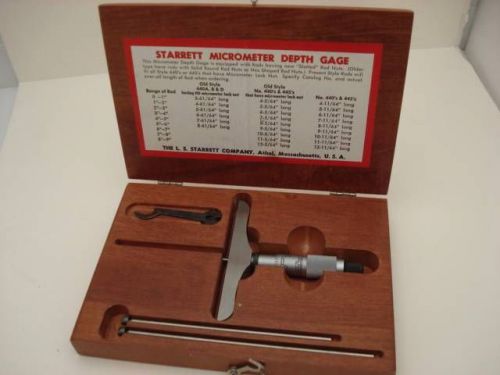 Starrett # 440 depth micrometer in wood case for sale