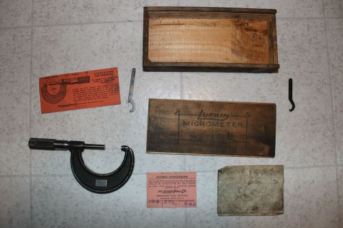 LUFKIN MICROMETER NO. 1912 WITH WOOD, DOVETAIL BOX AND PAPERSG