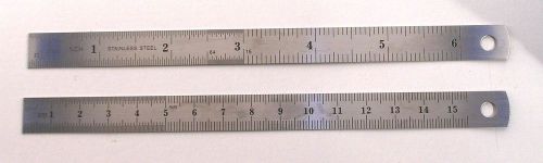 2 Pcs Stainless Steel 15 cm 6 inches Metric Measuring Straight Ruler