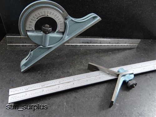 MITUTOYO PROTRACTOR CENTER HEAD GAGES &amp; 12&#034; USA RULES